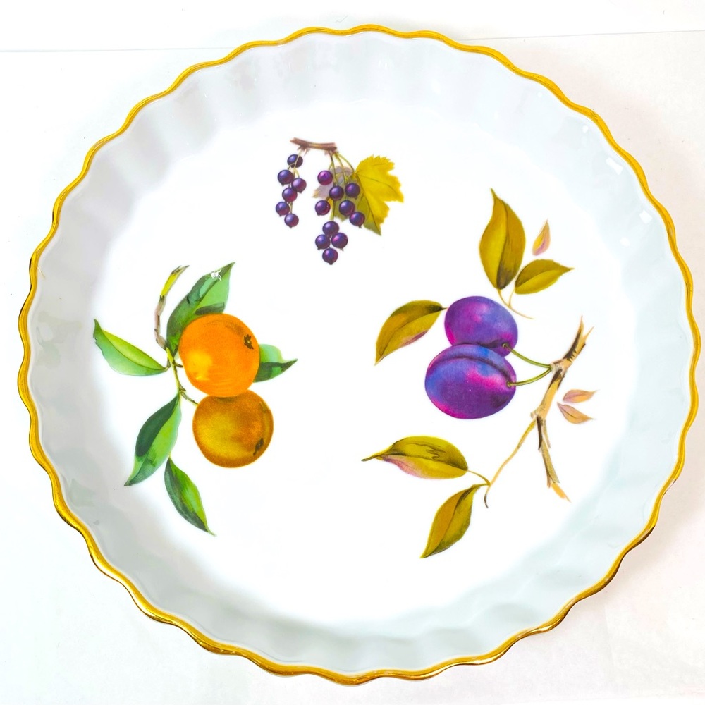Evesham Gold Quiche Tarte Pie Porcelain Royal Worcester Fruit Gold Trim 8”1/2 - Picture 1 of 6
